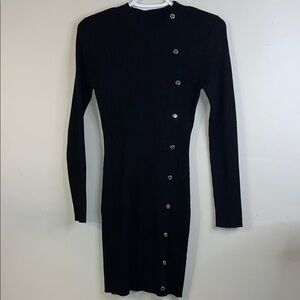 Full Circle Trends Black Ribbed Long Sleeve Sweater Dress Large #42